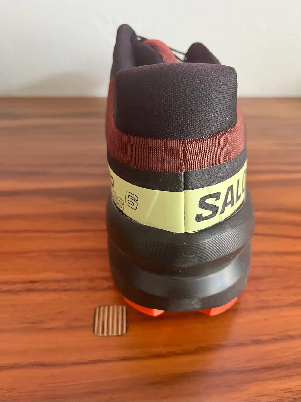 Salomon Men's Trail Shoe - Burgundy, Black & Orange Accents